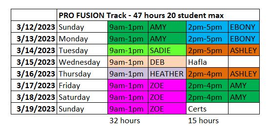 pro schedule